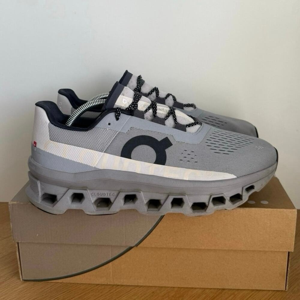 On Cloud Cloudmonster Grey/Black Men Running Sneakers- SZ 10.5 - Picture 4 of 12